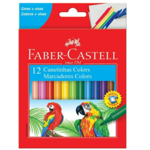 Lápis de cor Canetinha hidrocor Faber Castell cx 12 cores