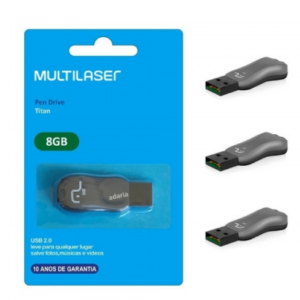 Pendrive 8 gb Titan cinza Multilaser UN