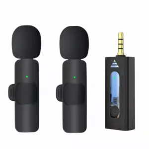 Microfone lapela duplo sem fio com conector P2 para gravação UN