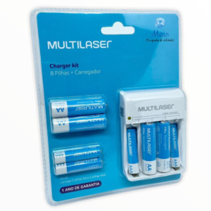 Kit pilha recarregável + carregador Multilaser