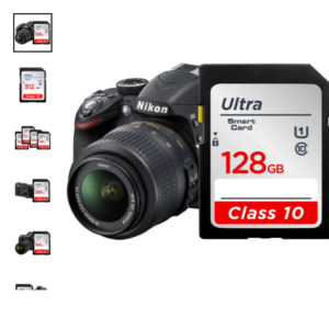 Cartão de memória SD 128 gb Ultra para câmera tamanho grande