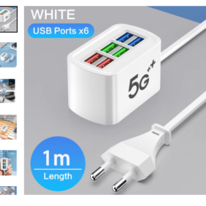 Carregador 6 USB Carregamento Multiportas 1m